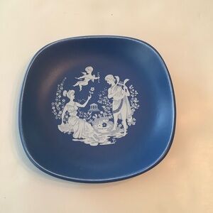 England Square Pin Dish Florentine Scene in Blue White